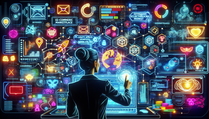 "South African entrepreneur launching vibrant niche marketplace, qso.co.za, in bustling e-commerce scene."