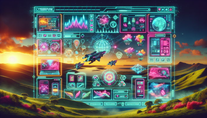 "E-commerce platform interface with diverse products, South African landscapes backdrop."