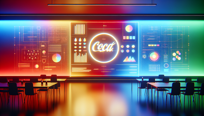 "Coca logo in sleek font on vibrant tech startup background, symbolizing simplicity."