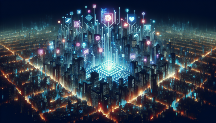 "Glowing digital logos with 'piet.co.za' as a vibrant hub of growth in high-tech investment landscape."