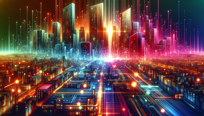 Glowing 'koel.co.za' domain on a dynamic digital landscape, representing South Africa's tech and creative innovation.