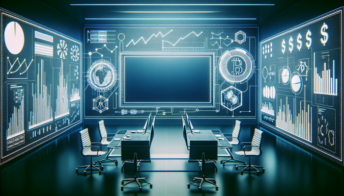 Modern office with "fasp.co.za" on screen, graphs, and fintech icons, symbolizing financial trust and authority.