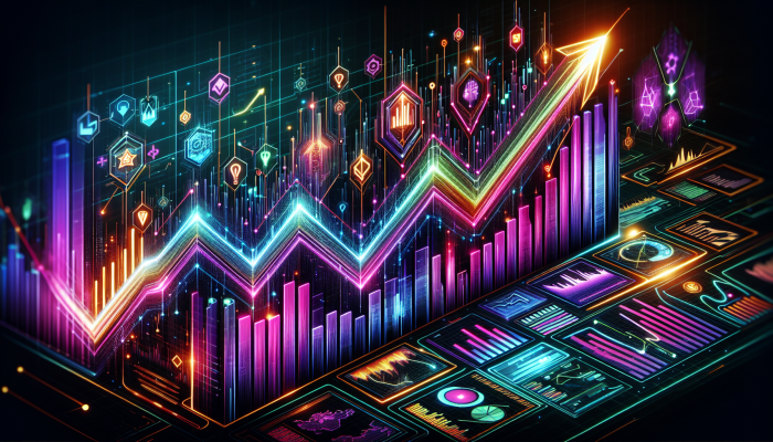 Graph showing growth in various market segments with colorful, upward trending lines.